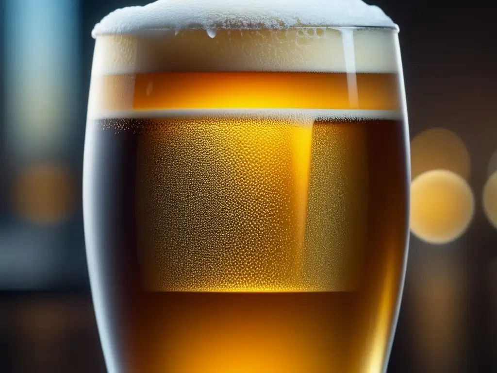 Vaso de cerveza artesanal dorada en bar de Roma
