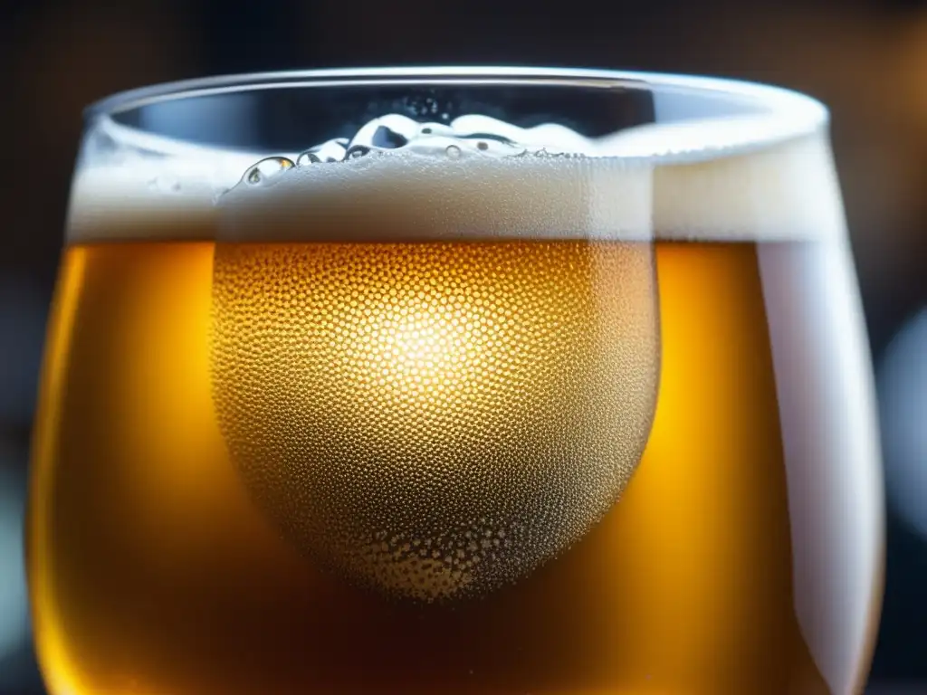 Cerveza artesanal en Seúl Ruta por Corea del Sur: Cerveza artesanal dorada con espuma abundante, burbujas intrigantes y ambiente cervecero vibrante en Seoul