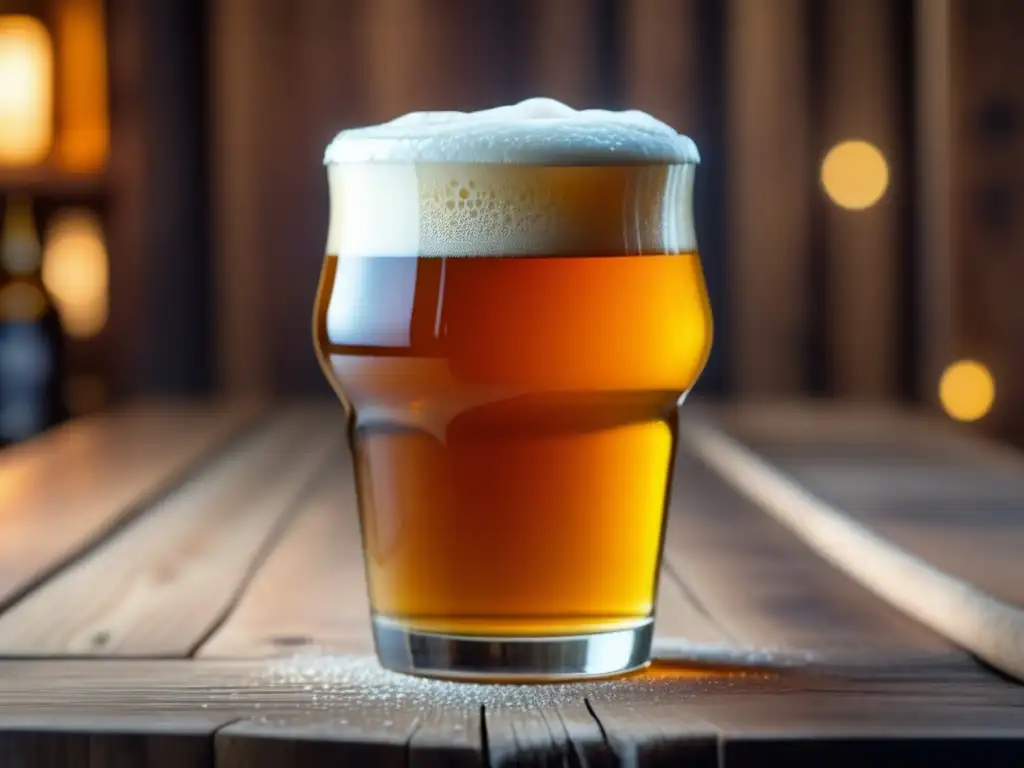 Cerveza dorada y burbujeante en vaso Cerveza Sierra Madre Pale Ale en vaso de vidrio con detalle y elegancia
