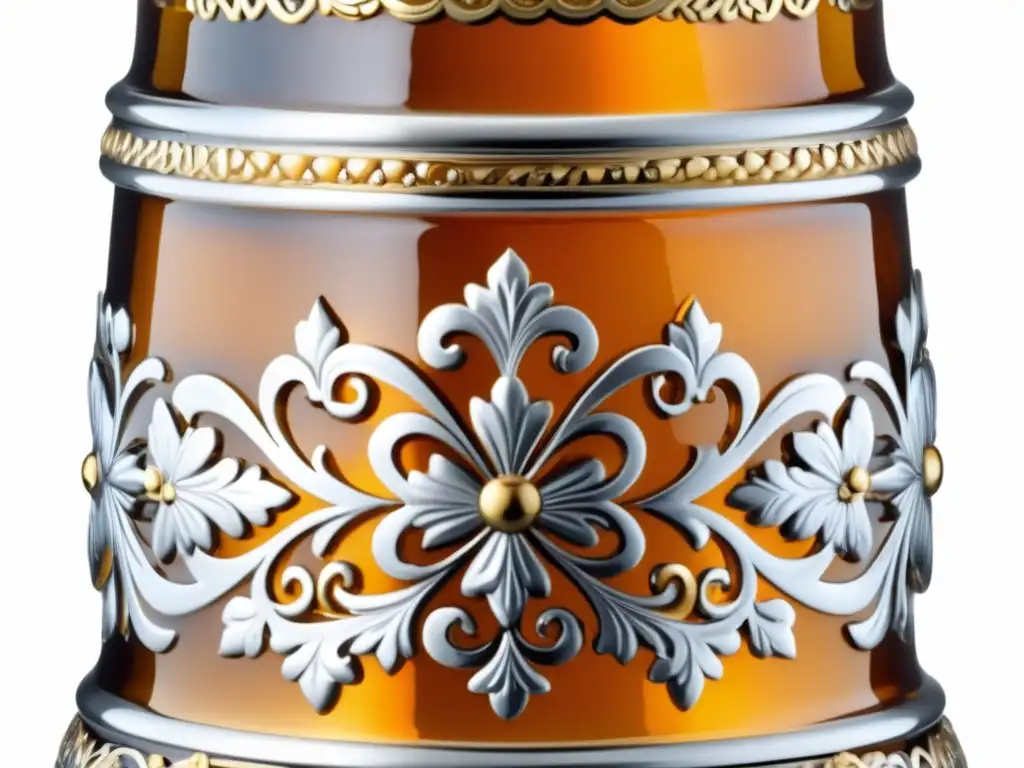 Stein de cerveza austriaca tradicional Tradicional cerveza austriaca en un vaso con detalles pintados a mano y metalurgia ornamental, capturando la esencia de los viajes a Austria