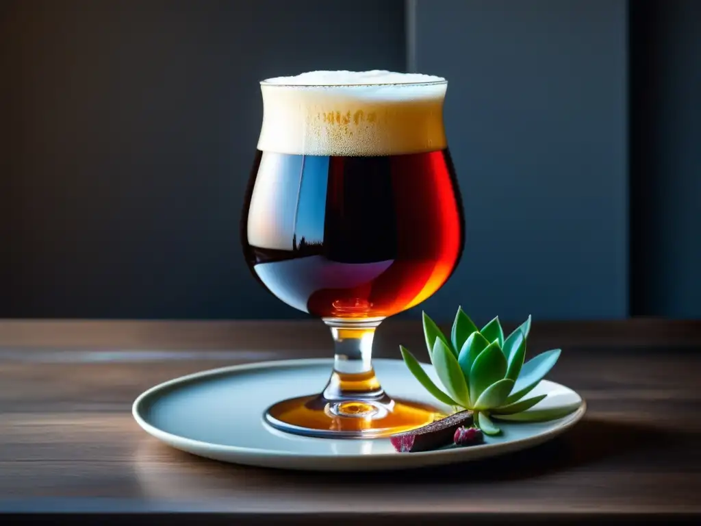 Barleywine y caza exquisita Barleywine y Platos de Caza: Imagen cautivadora de una rica y robusta Barleywine junto a un suculento plato de carne de caza