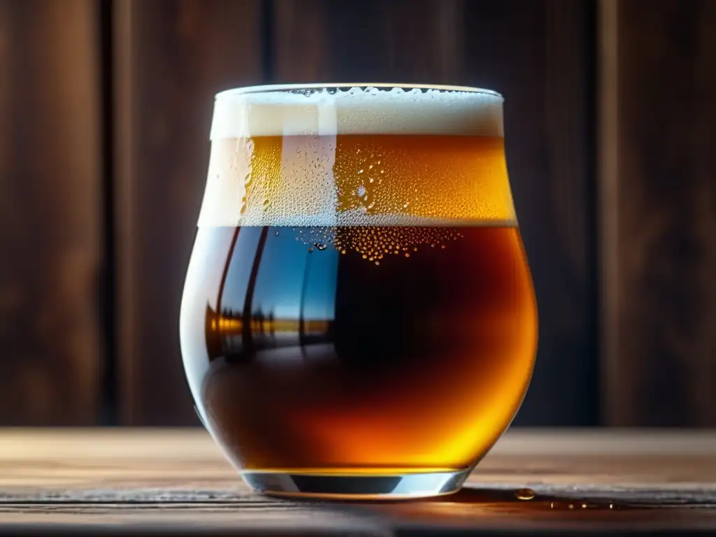 Cerveza Bock ámbar en vaso de cristal - Imagen de cerveza Bock ámbar en vidrio, detalle 8k -