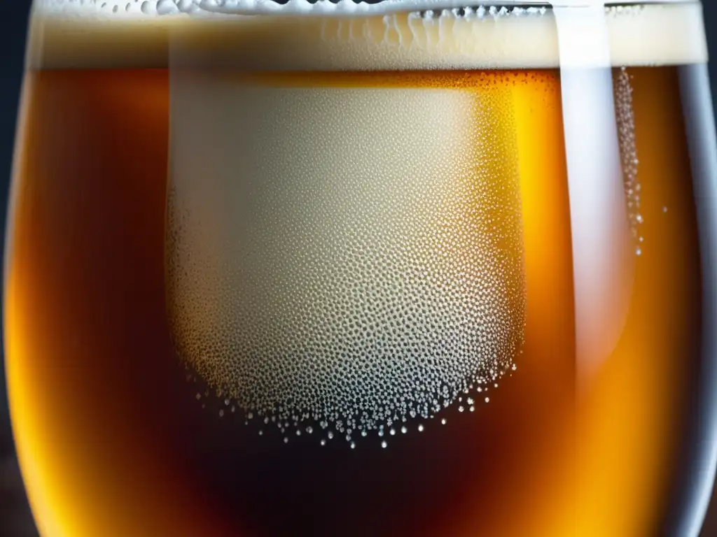 Cerveza Bock ámbar en vaso con espuma Cerveza Bock ámbar con espuma cremosa y condensación en vaso de vidrio -
