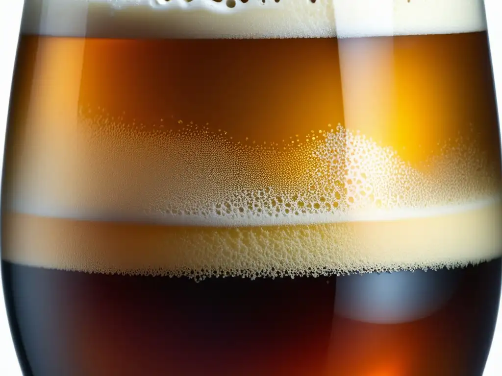 Cerveza dorada con burbujas efervescentes Cerveza ámbar con espuma y burbujas efervescentes en vaso de vidrio sobre mesa de madera - Kit cerveza extracto