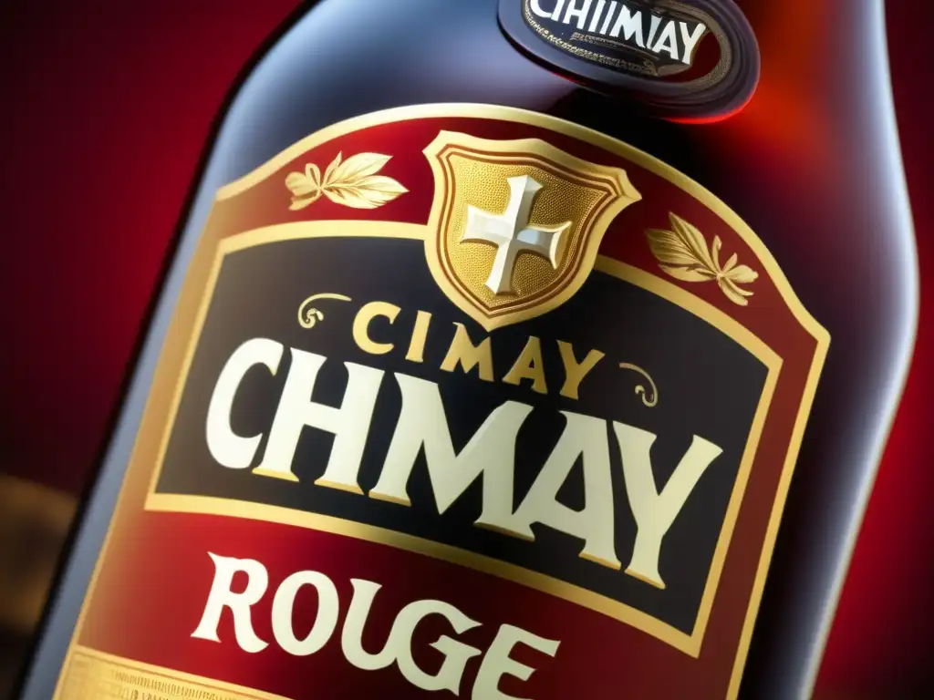 Detalle perfecto de botella de Chimay Rouge Detalle impresionante de botella de cerveza Chimay Rouge, con etiqueta de colores ricos y tipografía detallada