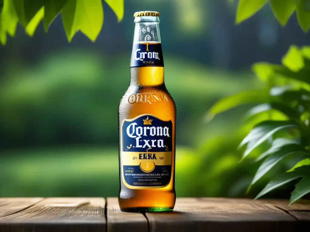 Botella de Corona Extra refrescante y sofisticada en un entorno natural