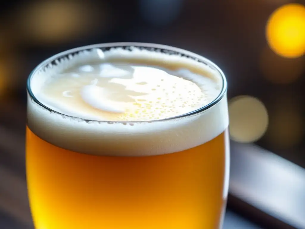Cerveza Hefeweizen dorada y espumosa Cerveza Hefeweizen dorada y espumosa en vaso destacado