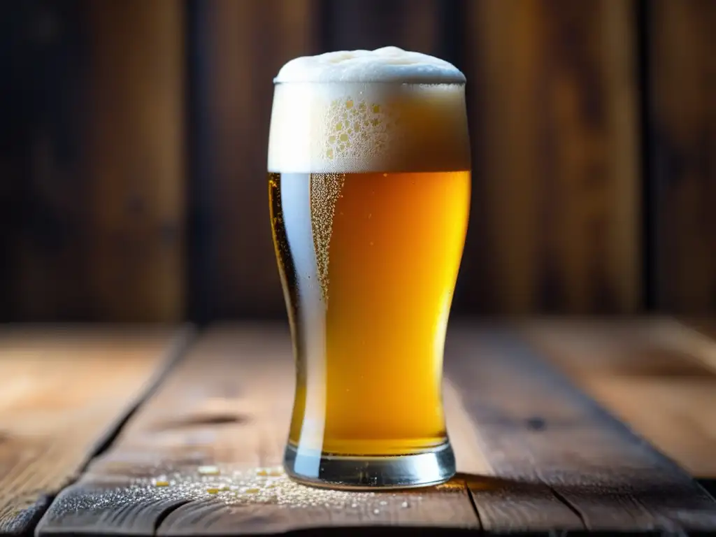 Cerveza Boulevard Wheat en vidrio- Vaso de cerveza Boulevard Wheat Ale en mesa de madera