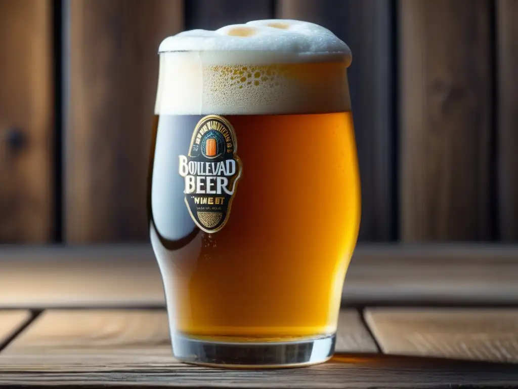 Cerveza Boulevard Wheat en vaso de vidrio Cerveza de trigo: imagen 8k con cerveza dorada y burbujeante en vaso de vidrio