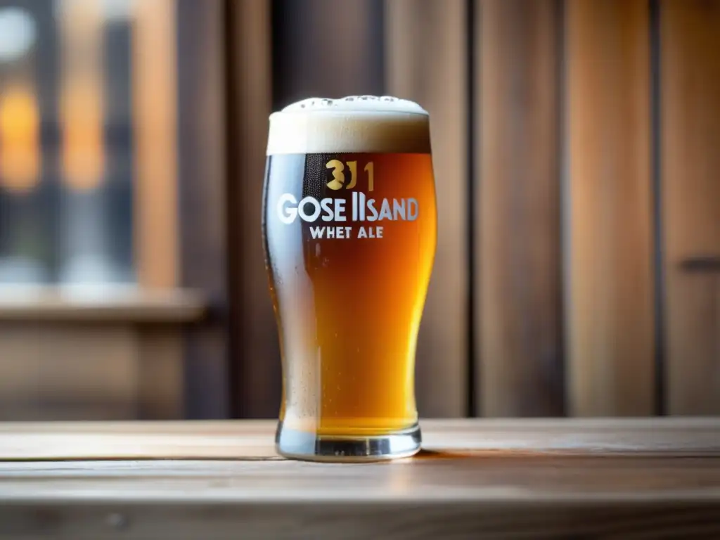 Cerveza de trigo con burbujas Cerveza de trigo americana en vaso pintado, con detalles y aroma cítrico