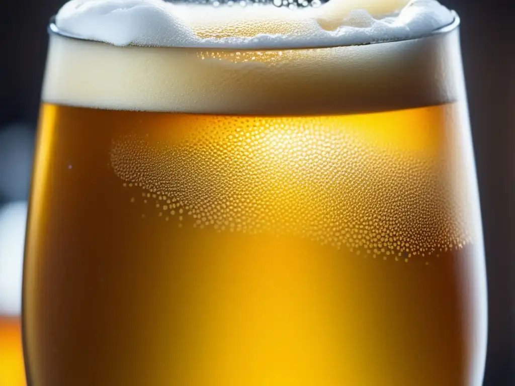 Cerveza Golden Ale refrescante con burbujas y condensación