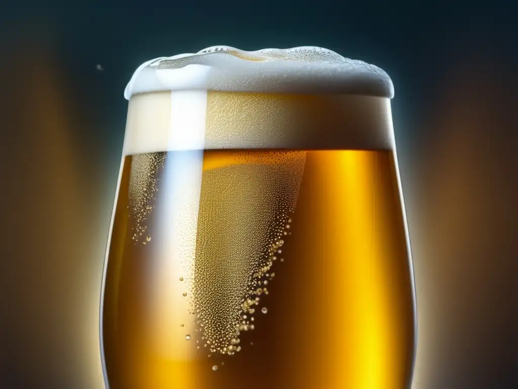 Vaso de cerveza Pilsner dorada con burbujas, filtrado innovador