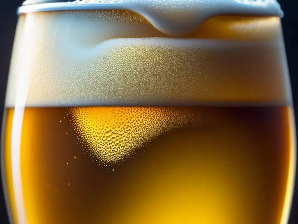 Cerveza dorada con burbujas detalladas Cerveza dorada con burbujas y espuma cremosa - Azúcares Residuales