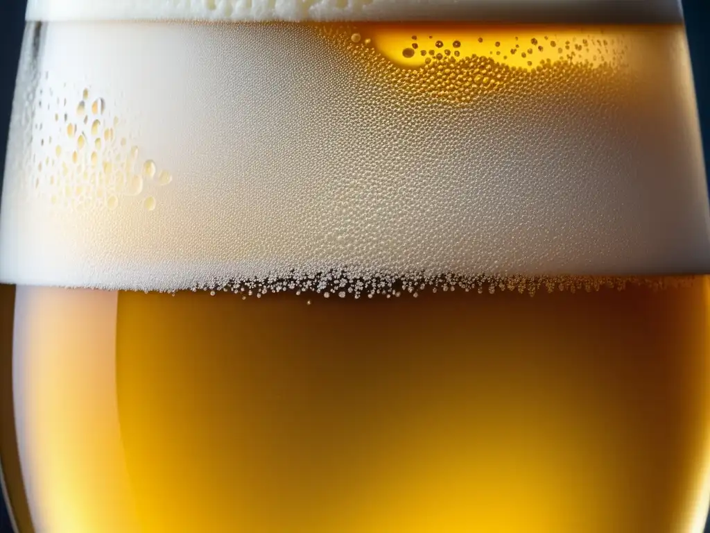 Cerveza dorada con burbujas+ Fotografía detallada de cerveza dorada con burbujas y condensación en un vaso - Ruta por Israel