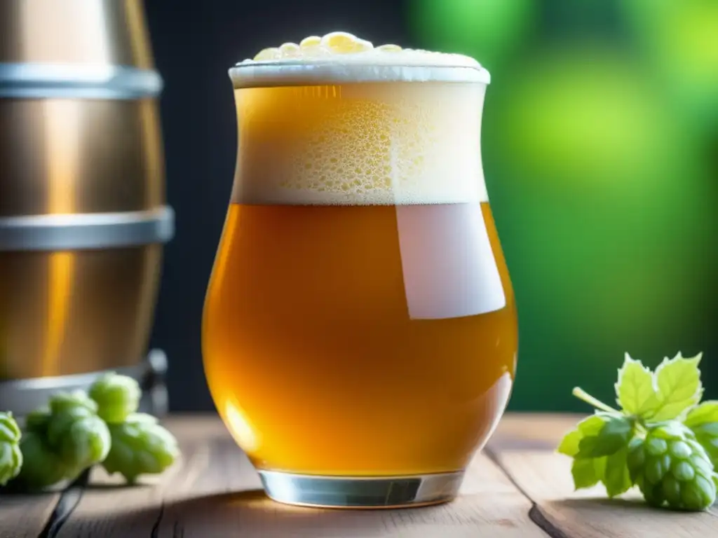 Cerveza dorada con espuma abundante Cerveza Golden Ale, color dorado y espuma abundante -