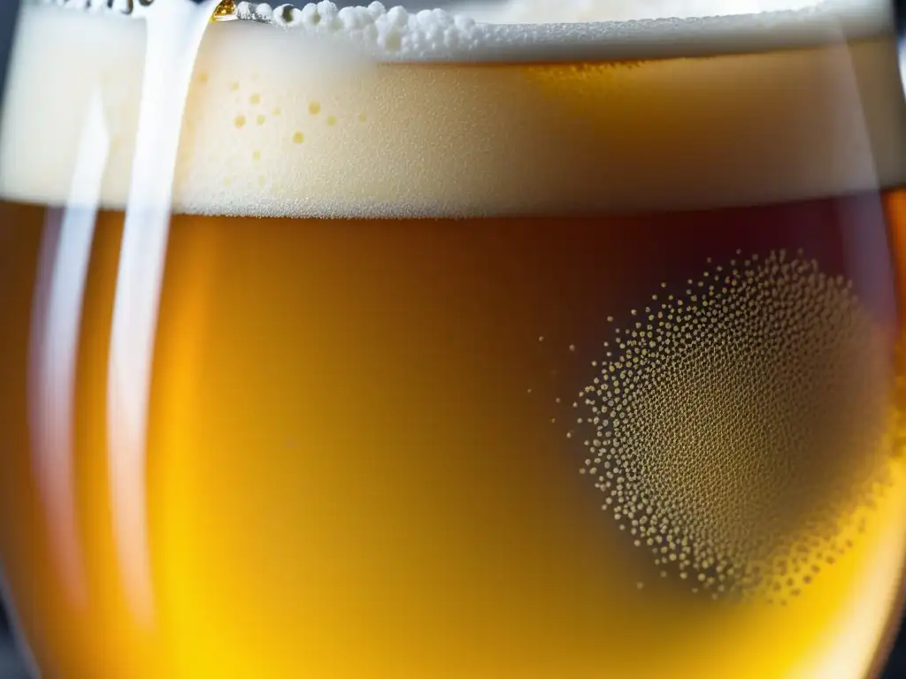 Cerveza dorada y burbujeante en vaso Cerveza Sour Ale dorada con espuma blanca y burbujas -