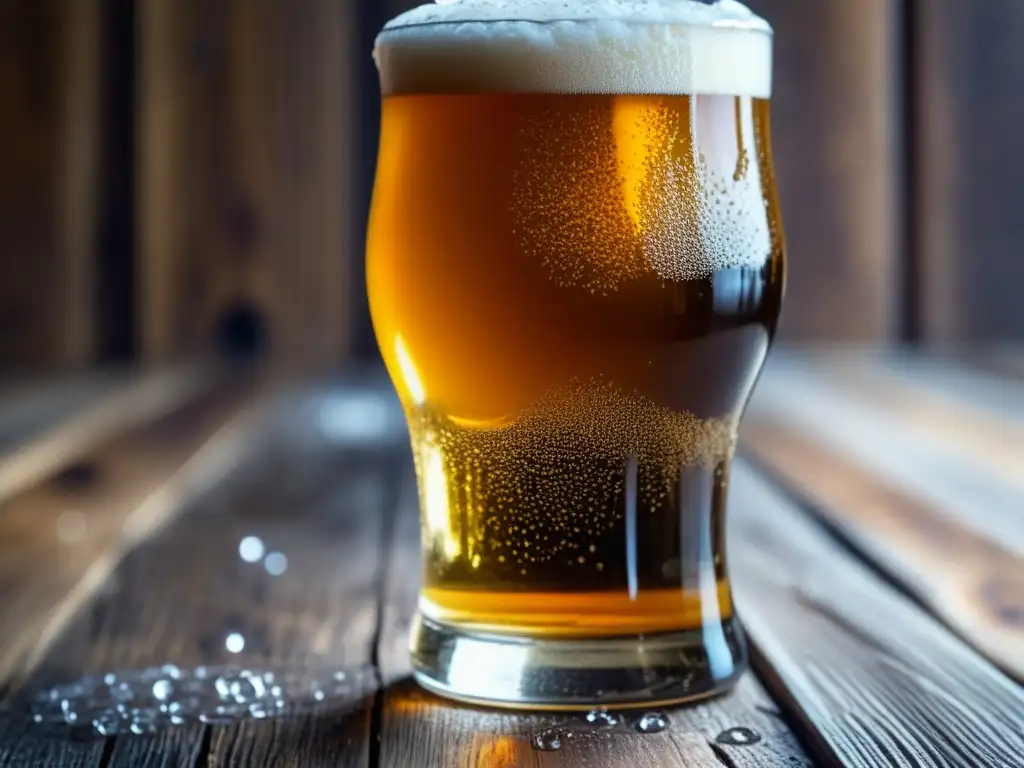 Cerveza dorada en vaso de vidrio - Cerveza dorada en vaso con condensación, burbujas y espuma - Impresiones y Registro