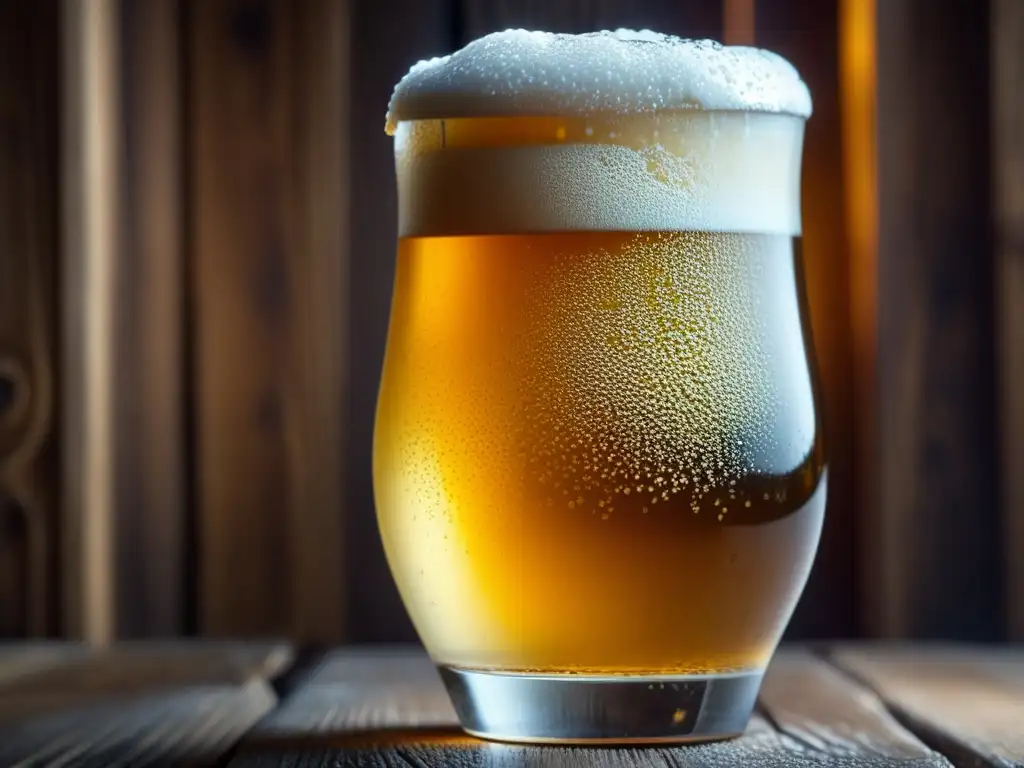 Imagen detallada de cerveza en vaso cristalino en festival cervecero