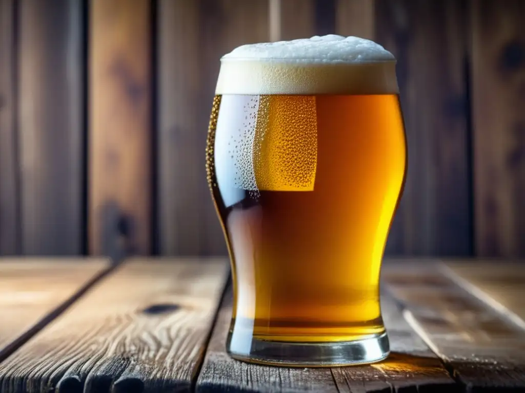 Cerveza dorada en vaso de vidrio Imagen de cerveza Golden Ale en vaso, con colores vibrantes y burbujas