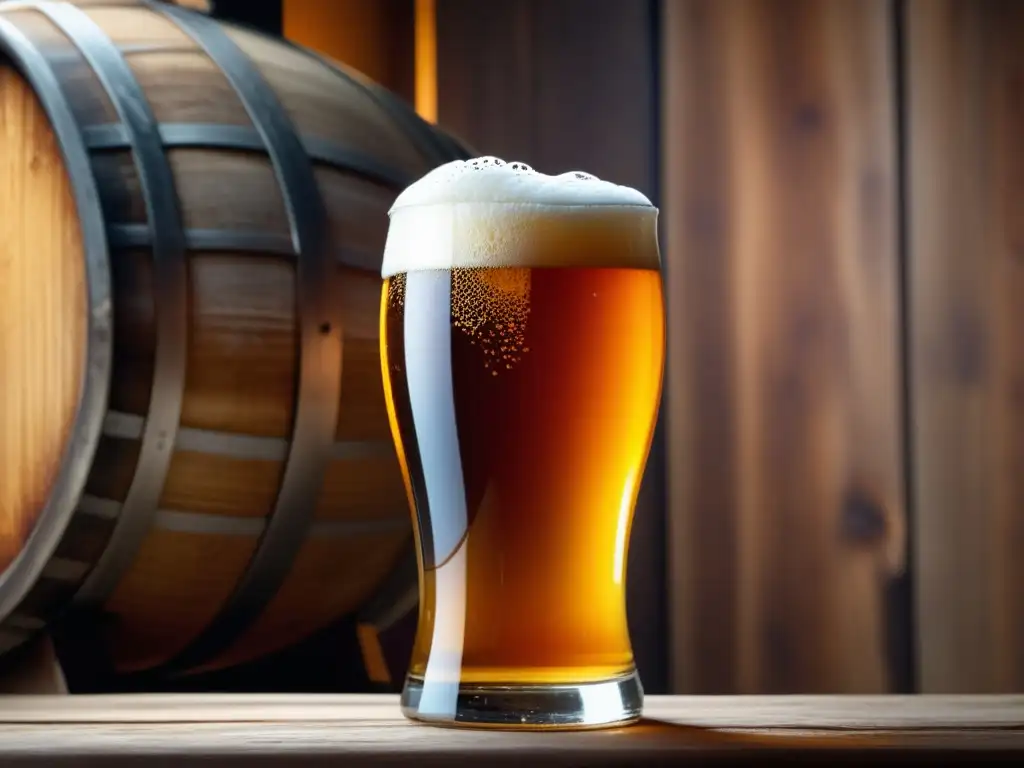 Cerveza: Color ámbar, espuma cremosa, burbujas y barril, glosario cervecero