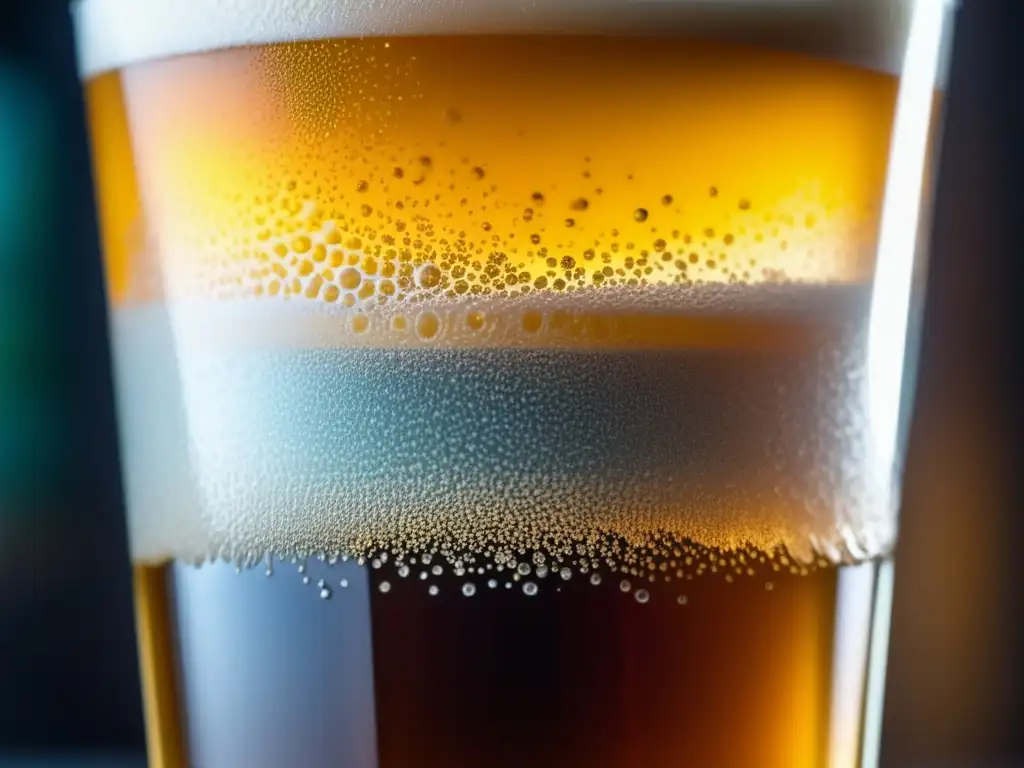 Cerveza West Coast IPA con burbujas y condensación en vaso gélido