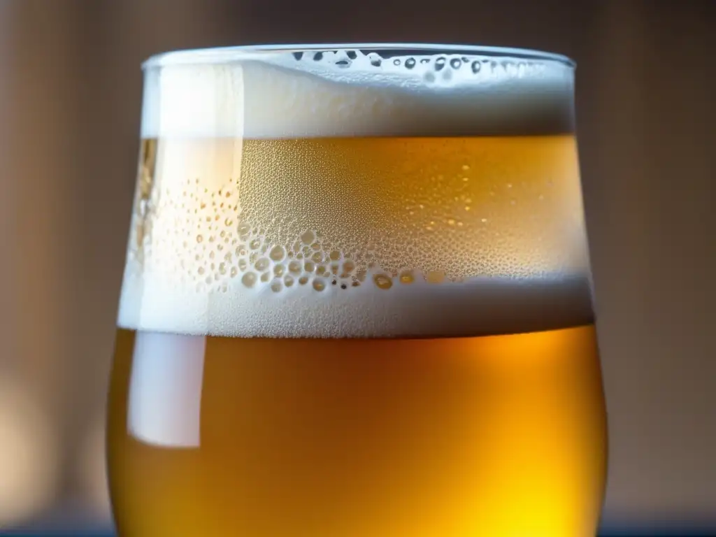 Cerveza pale ale de baja graduación con burbujas y condensación