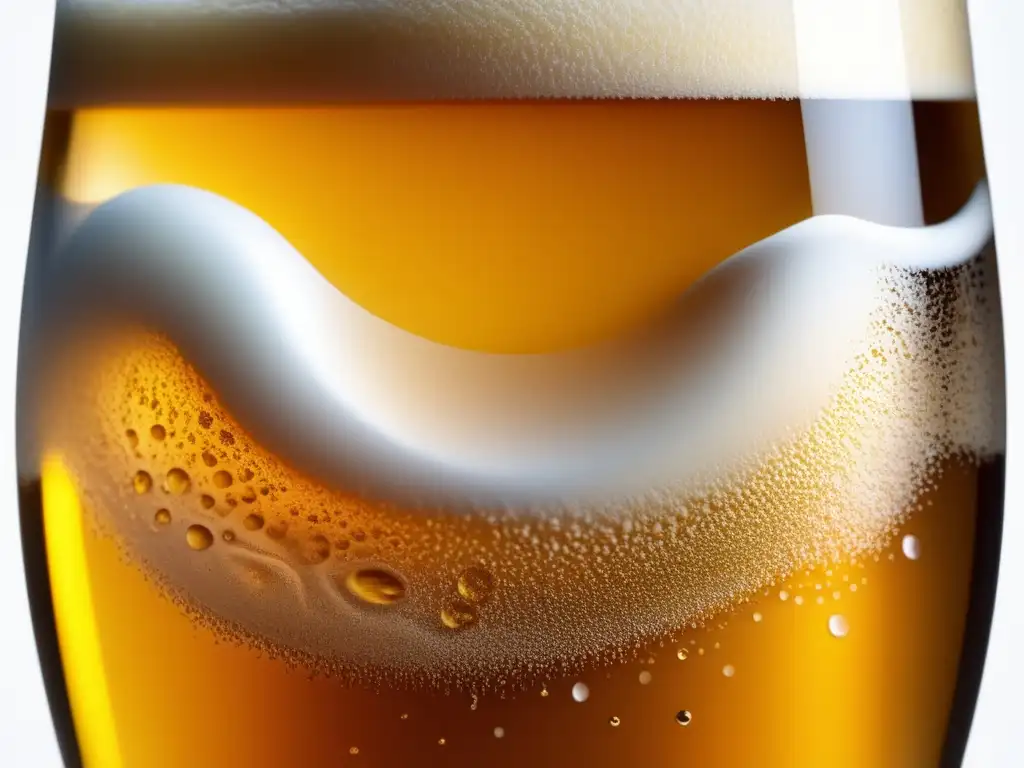 Cerveza dorada con burbujas y espuma Cerveza dorada con burbujas, claridad y color