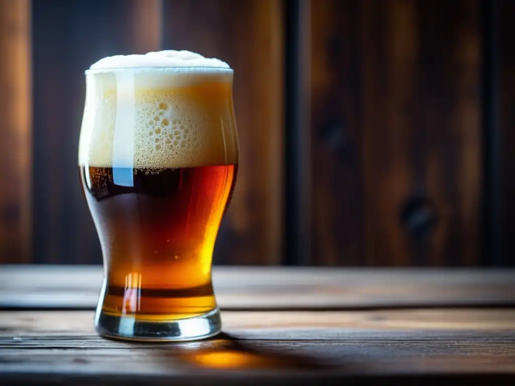 Cerveza ESB con espuma cremosa y textura elegante