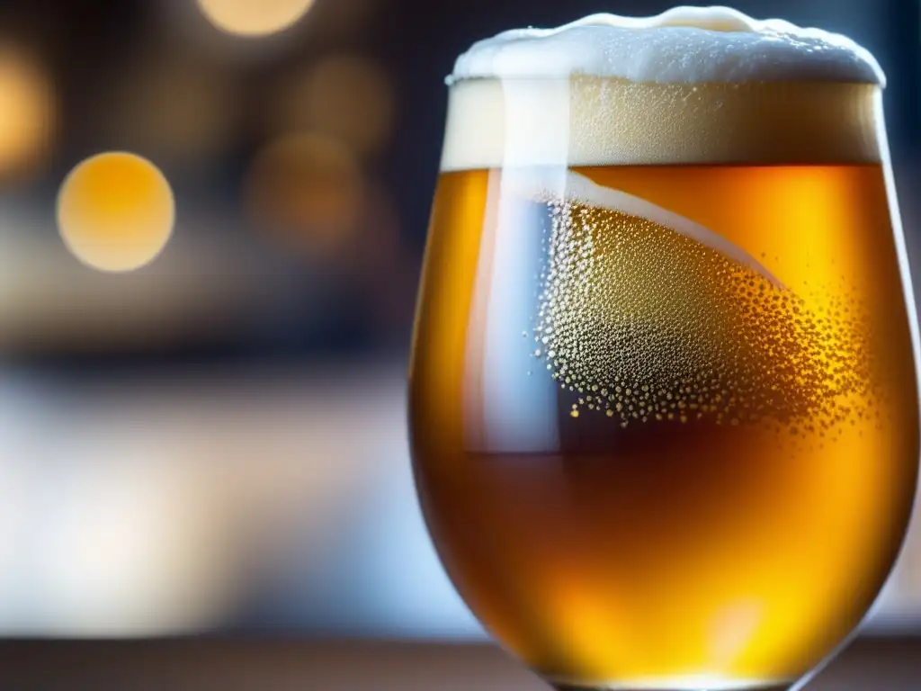 Delicioso cerveza artesanal dorada Cerveza artesanal dorada con burbujas y espuma