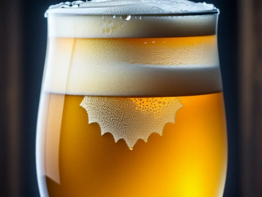 Cerveza fría con condensación y burbujas Cerveza Cold IPA en vaso condensado, burbujeante y elegante