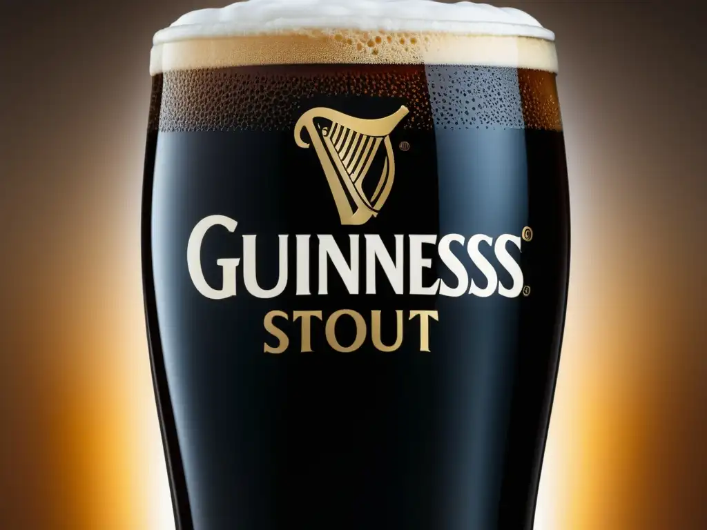 Pint of Guinness beer in transparent glass Campañas de marketing de Guinness: Cerveza Guinness negra con espuma blanca
