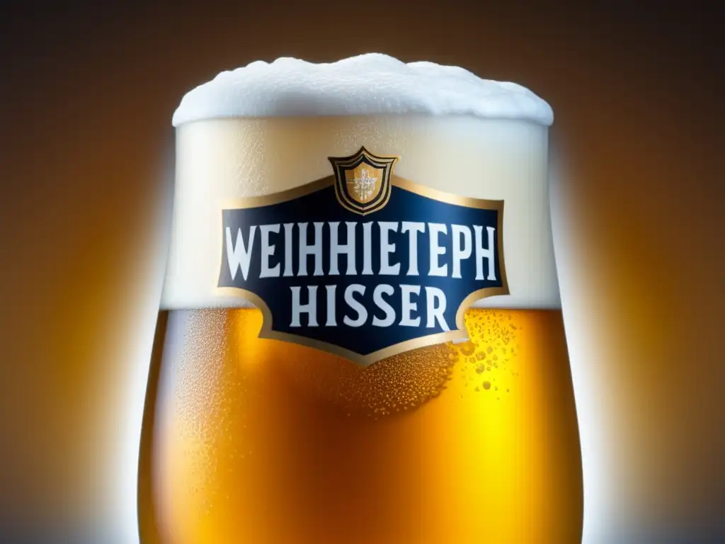 Imagen: Cerveza Hefeweizen dorada y espumosa en vaso helado con condensación y burbujas