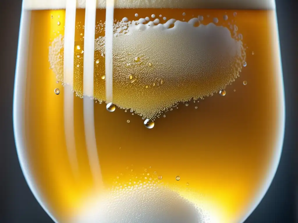 Cerveza Hefeweizen dorada y refrescante Detallada imagen de una cerveza Hefeweizen dorada y turbia en un vaso, con condensación y espuma cremosa