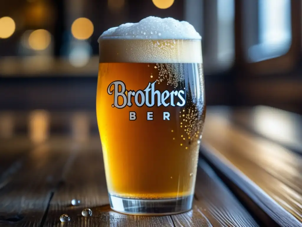 Cerveza Brothers en mesa de madera, invitando a saborear en bares de Auckland