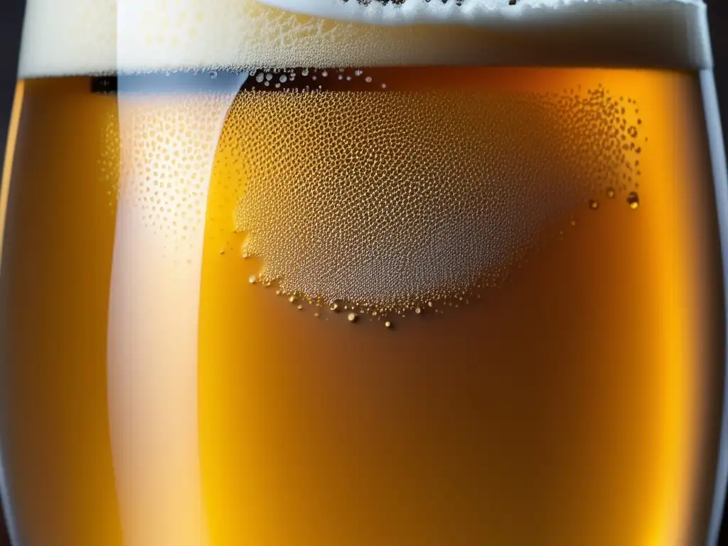 Cerveza Imperial IPA, cristal helado con burbujas carbonatadas y detalles artesanales