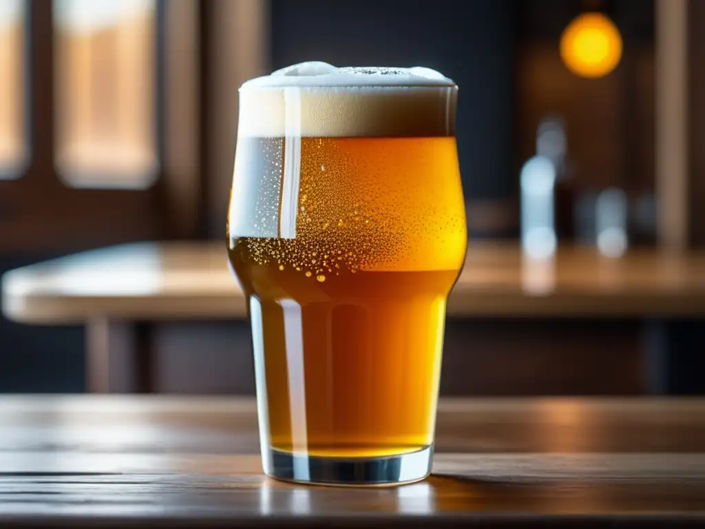 Cerveza IPA dorada en vaso de vidrio - Vaso de cerveza IPA fría: apariencia y color vibrantes