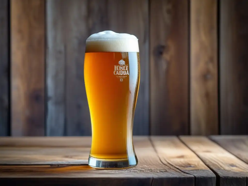 Cerveza IPA en vaso elegante Cerveza Double IPA en copa elegante con espuma cremosa y detalles intrincados