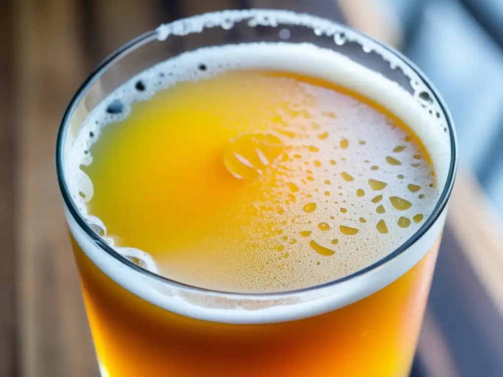 Cerveza NEIPA con mango y condensación Cerveza NEIPA en vaso helado con mango fresco - Estilo NEIPA