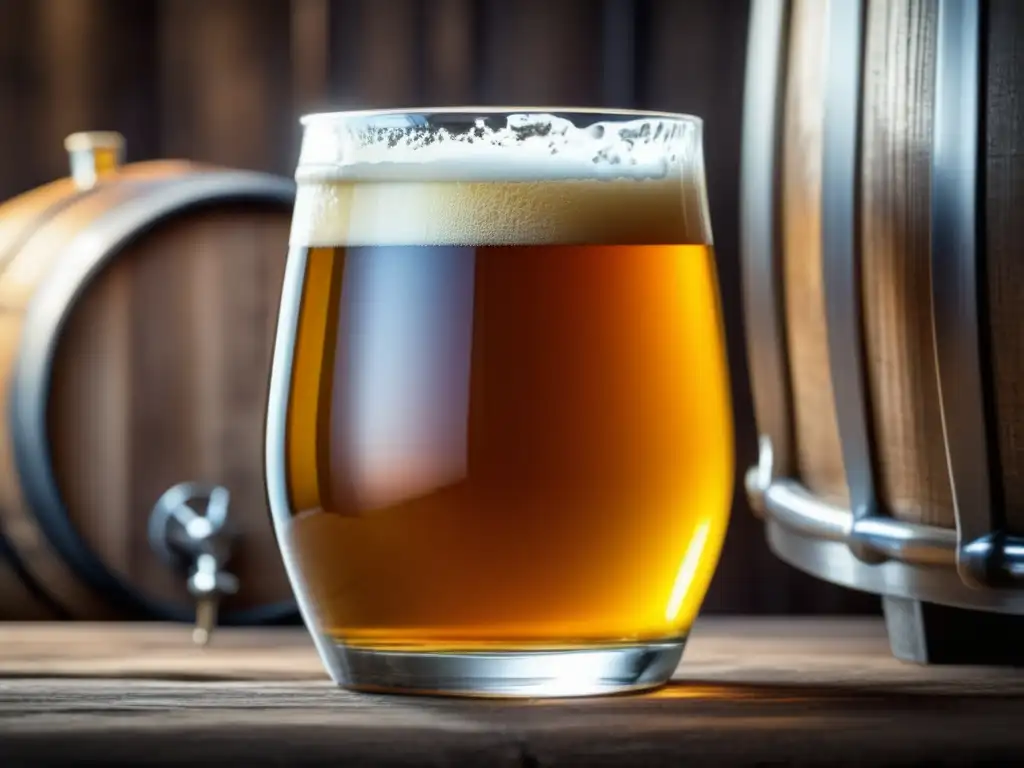 Cerveza dorada servida desde barril Imagen detallada de cerveza kegging en casa