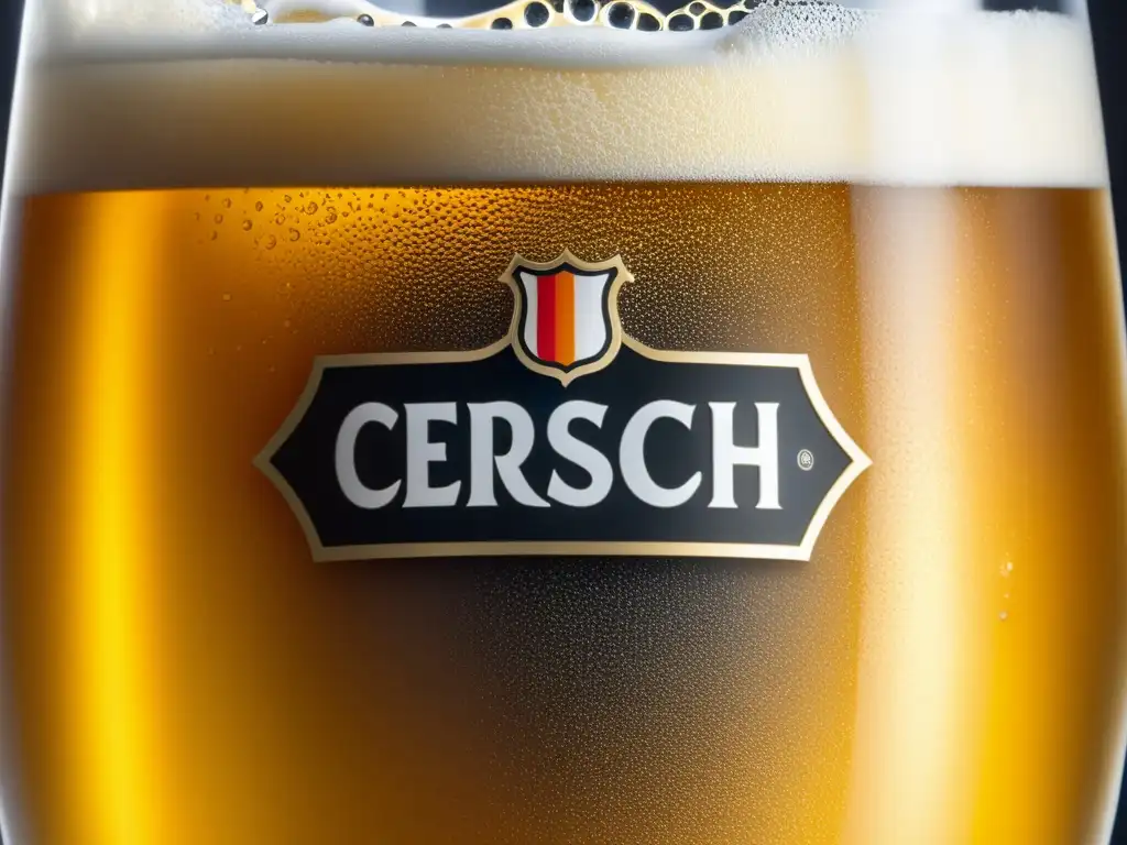 Vaso de Cerveza Kölsch A de B con tono dorado, burbujas y detalles sofisticados