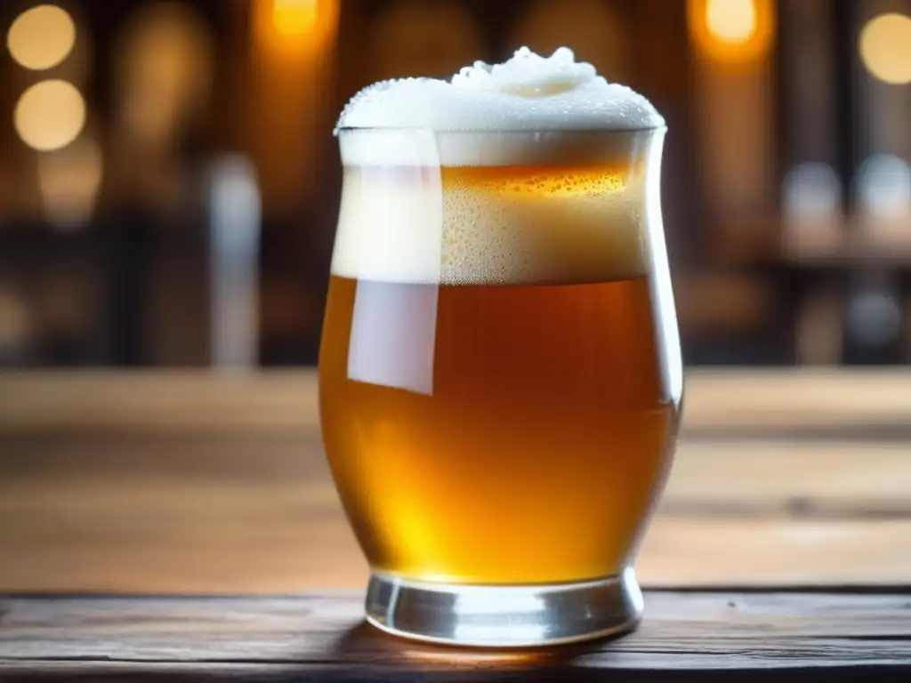 Cerveza Nortña Honey en vaso de vidrio con espuma cremosa
