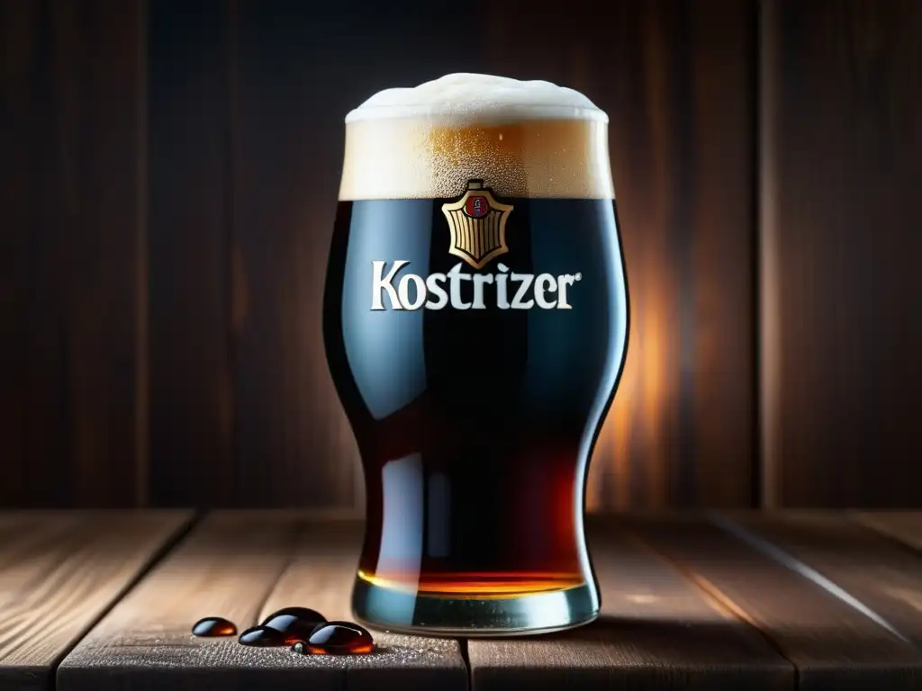 Cerveza Schwarzbier en vaso, elegante y tentadora