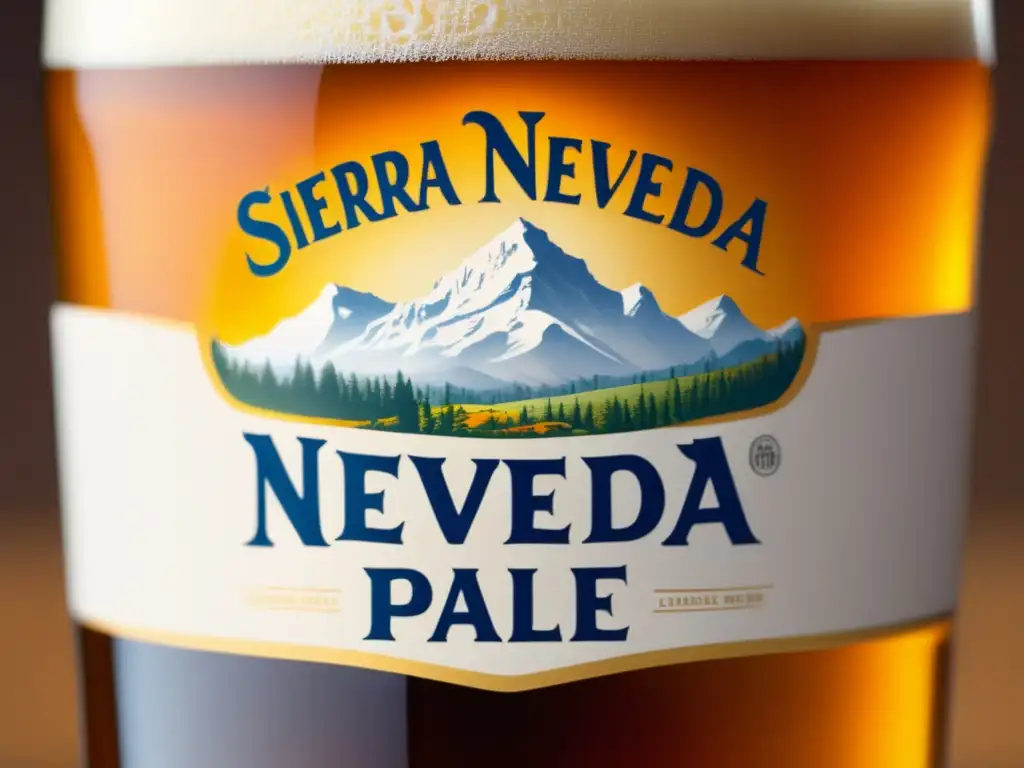 Cerveza Sierra Nevada: Dorada y espumosa Una APA de Sierra Nevada con tono ámbar dorado, espuma blanca cremosa y burbujas elegantes
