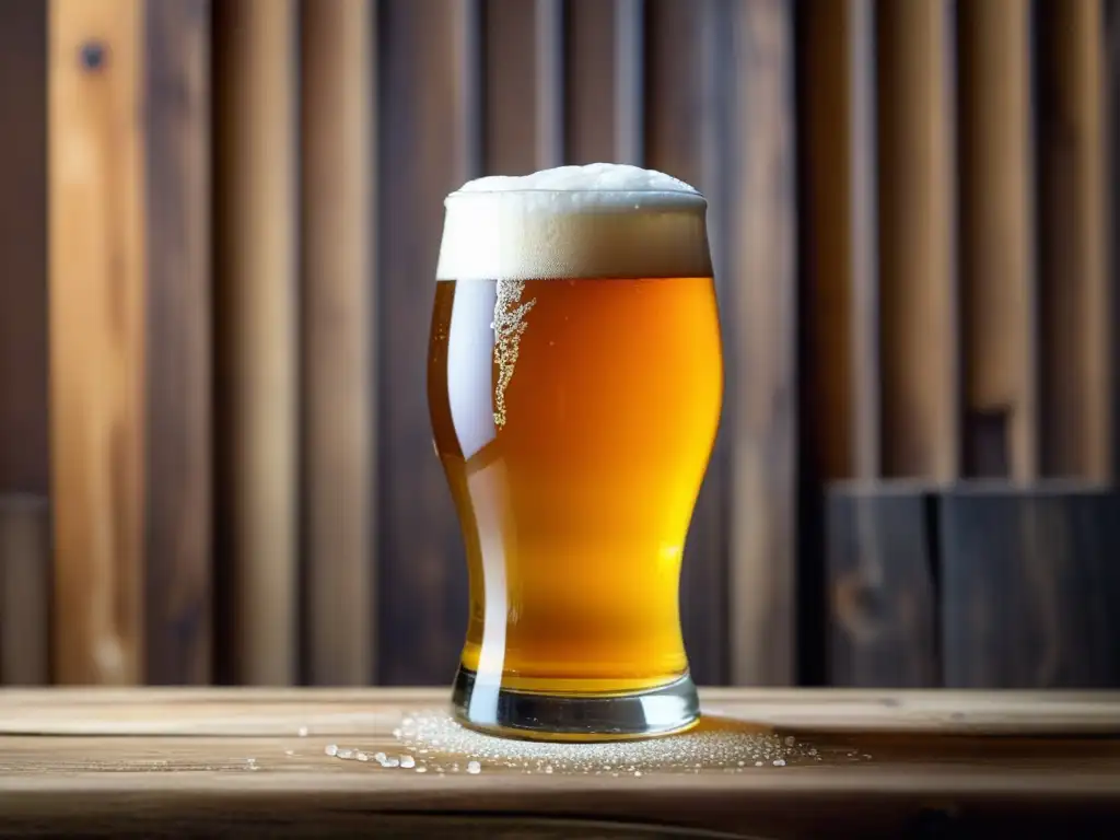 Cerveza Sierra Nevada: imagen vívida de una cerveza Pale Ale recién servida, destacando su tono dorado y burbujas efervescentes