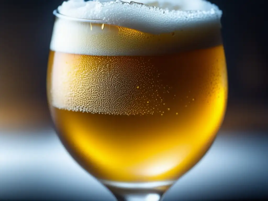 Cerveza sin alcohol: refrescante y tentadora Cerveza sin alcohol con espuma cremosa y burbujas brillantes