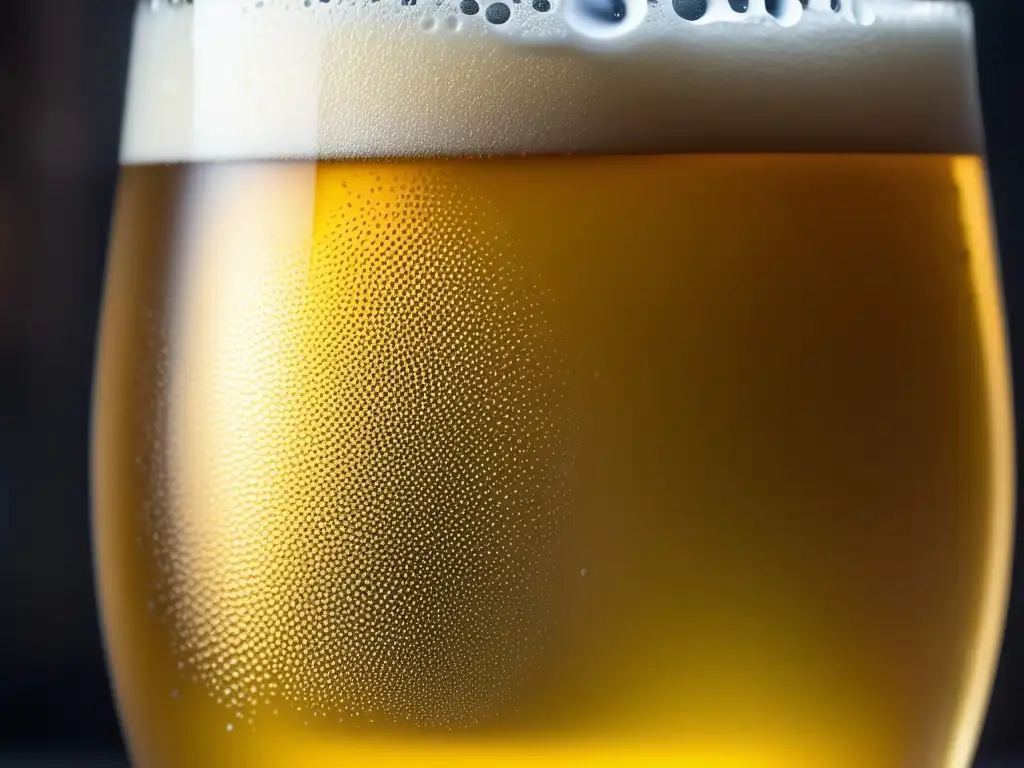 Cerveza Tulum Pilsner bien fría Cerveza Pilsner Tulum, con burbujas y condensación en un vaso frío (110 caracteres)