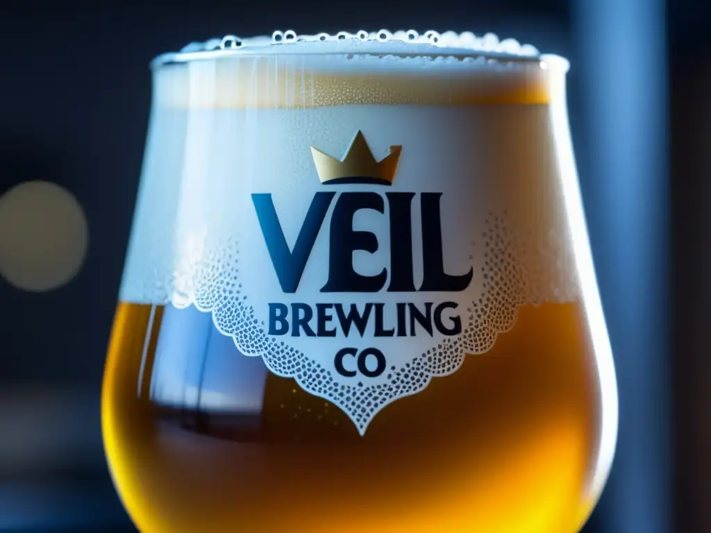 Cerveza dorada y espumosa de Veil Brewing Co Una imagen impactante de una cerveza de la marca Veil Brewing Co