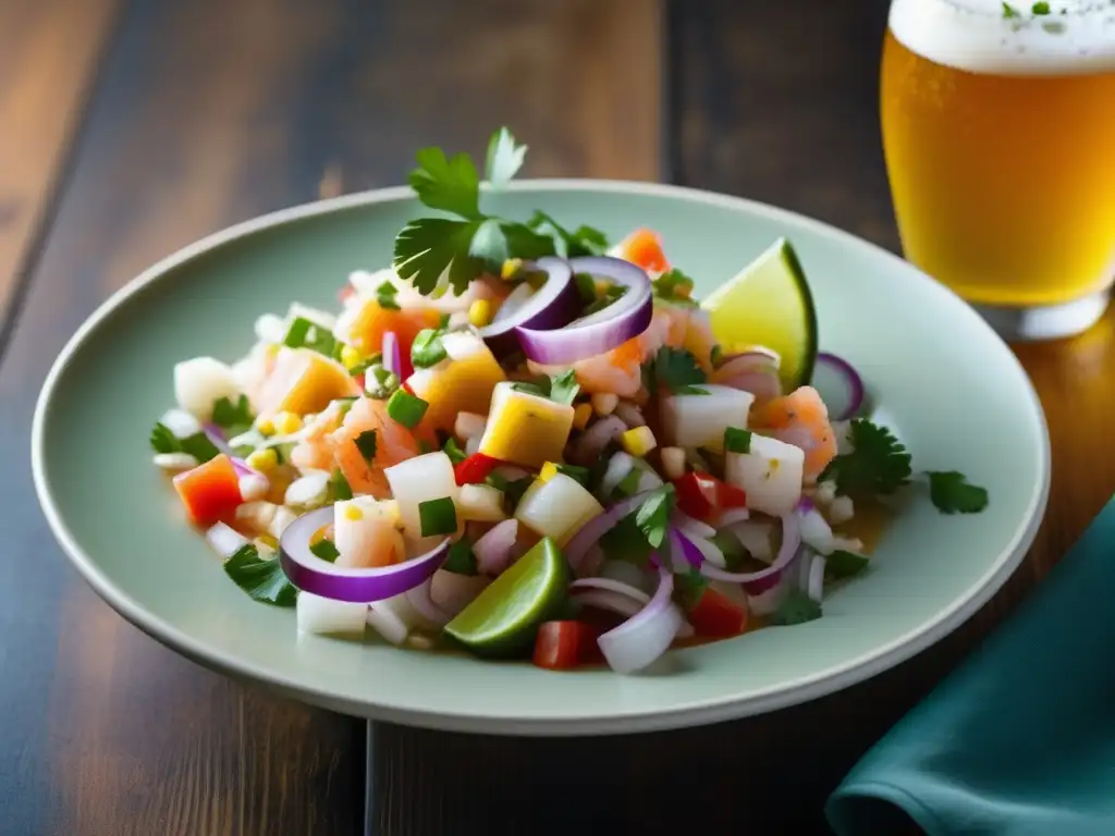 Maridajes básicos: Ceviche colorido con cerveza Pale Ale, fresca y detallada
