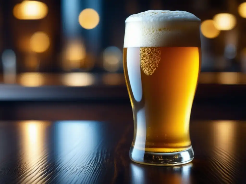 Cerveza dorada en vaso artesanal Cerveza dorada y espumosa en vaso con certificaciones nacionales