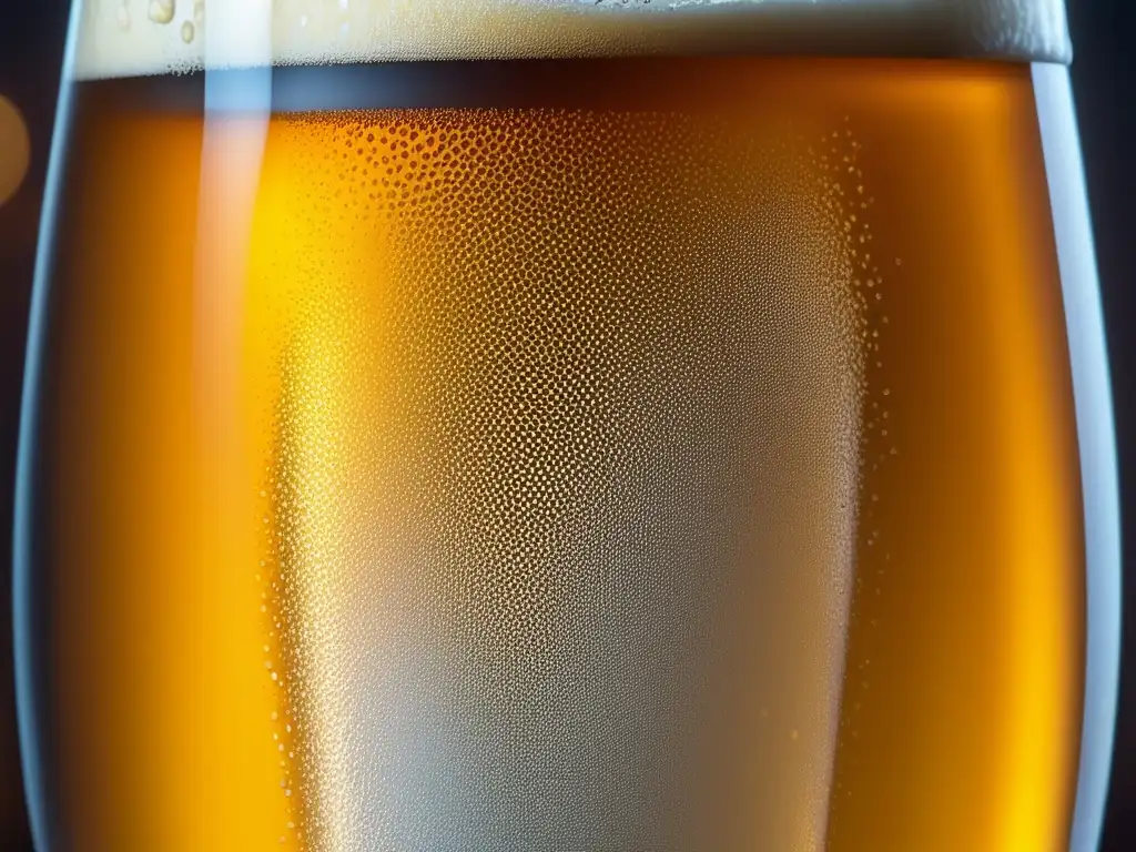 Cerveza artesanal dorada con burbujas y espuma cremosa, ideal para bares en Río de Janeiro